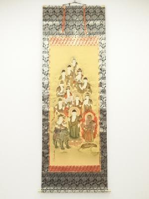 福田素仙筆　十三仏　肉筆絹本掛軸（共箱）